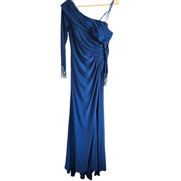 Mac Duggal Navy One-Shoulder Maxi Dress - Picture 2 of 11